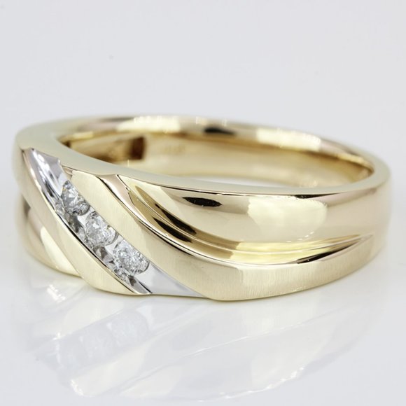 Vintage 10k Yellow Gold Men's Diamond Wedding Band Ring by SHR Jewelry - Picture 2 of 6